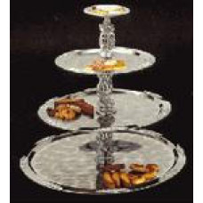 Tray 4 Tier Stainless- Gold Trim
